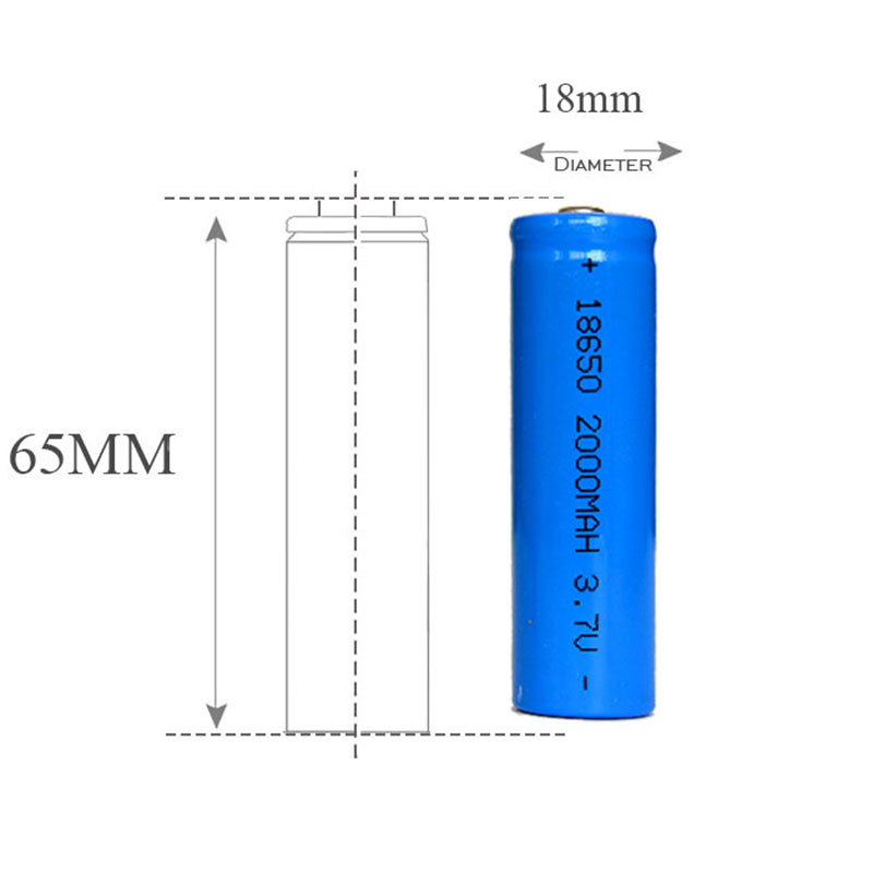 18650 2000mAh Li Ion Battery Cell Rechargeable Cylindrical Lithium Ion Battery