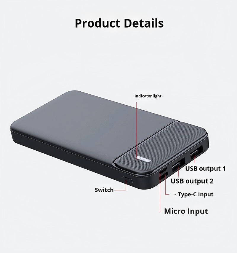 Power Bank 10000mAh PD 20W Fast Charging Portable Charger