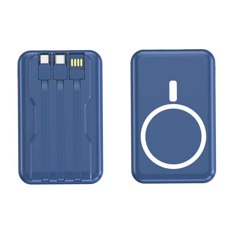 Mini Small Fast Charging Wireless Powerbank 10000mah Build in 3 Cables